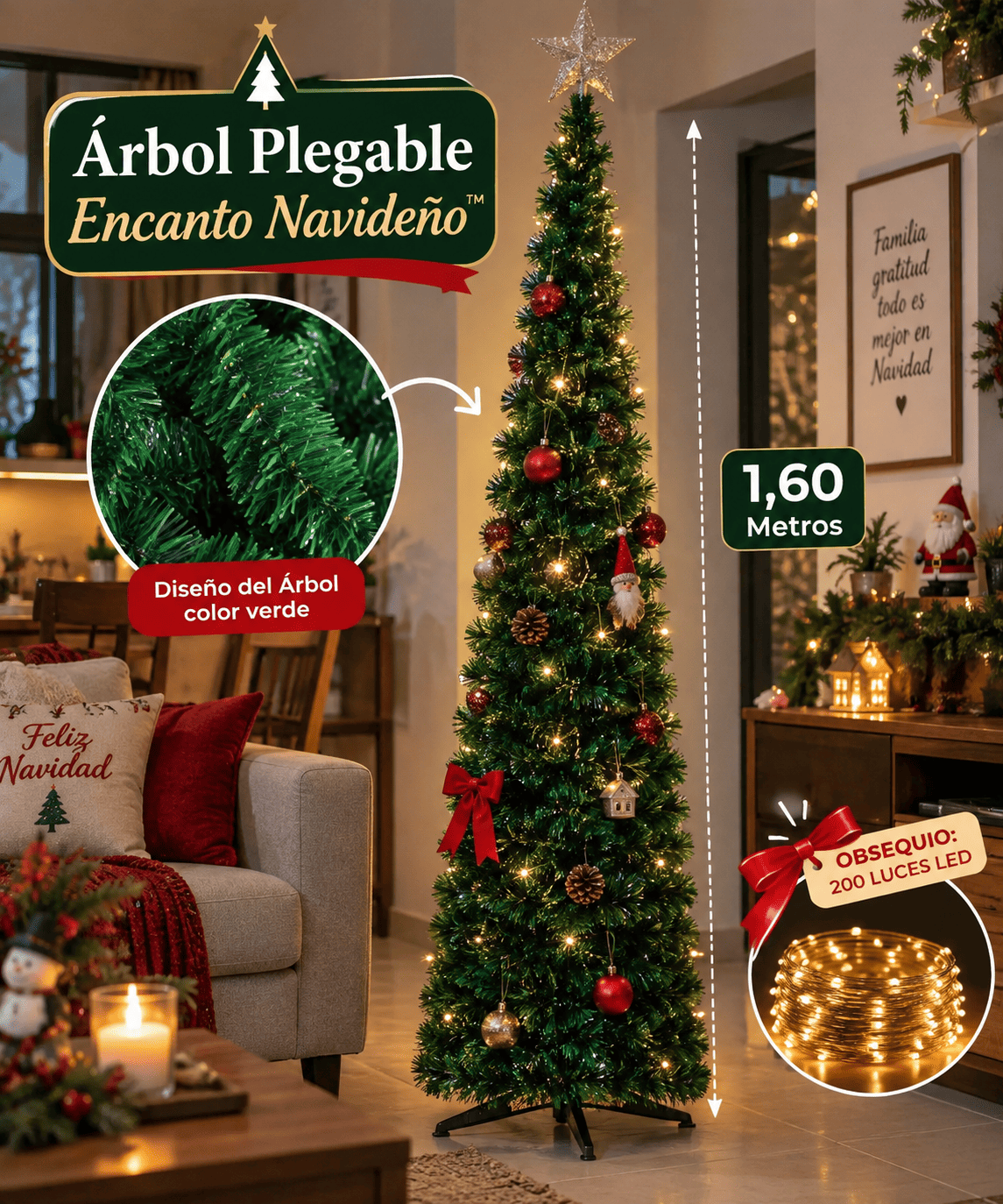 🎄Árbol Plagble Encanto Navideño™ + 🎁200 Luces LED Obsequio - Eco Market