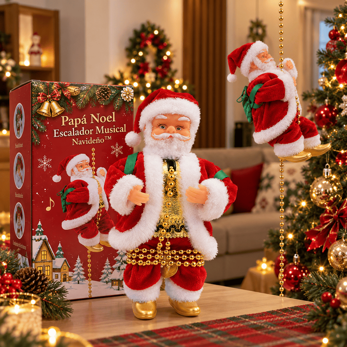 Papá Noel Escalador Musical Navideño™ - Eco Market