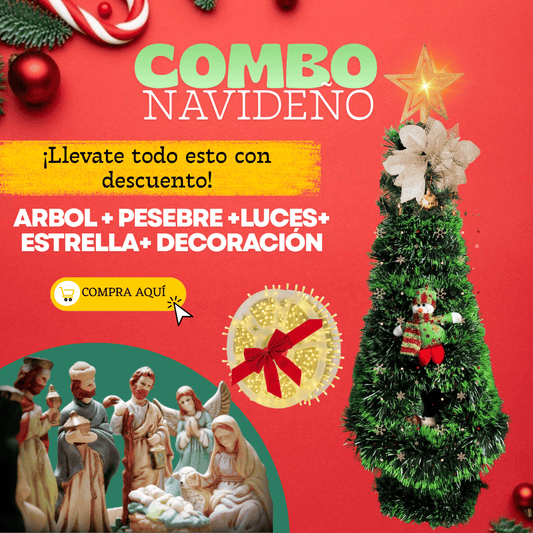 SÚPER COMBO NAVIDEÑO🎄INCLUYE ARBOL FRONDOSO Y ACCESORIOS DECORATIVOS✨ - Eco Market
